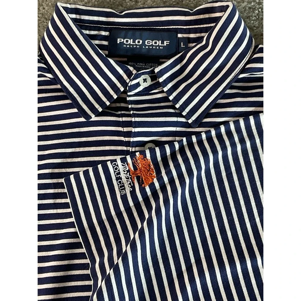 Polo Golf‎ Ralph Lauren Striped Golf Club Logo Short Sleeve Polo Shirt